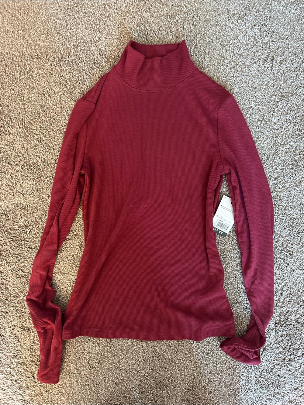 SO Ribbed Burgundy Turtleneck Long Sleeve Top